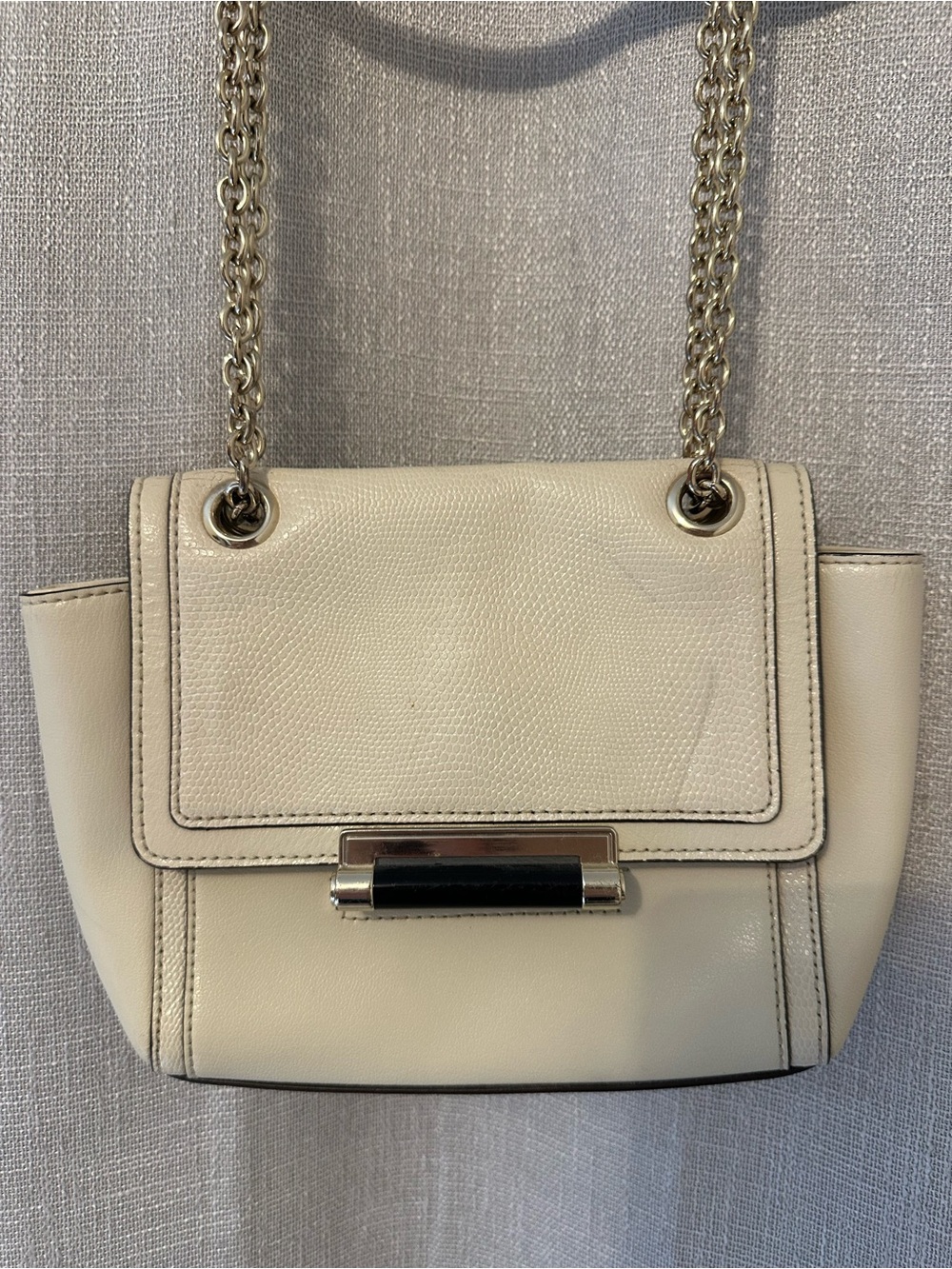 Diane Von Furstenberg Cream Leather Chain-Handle Shoulder Bag